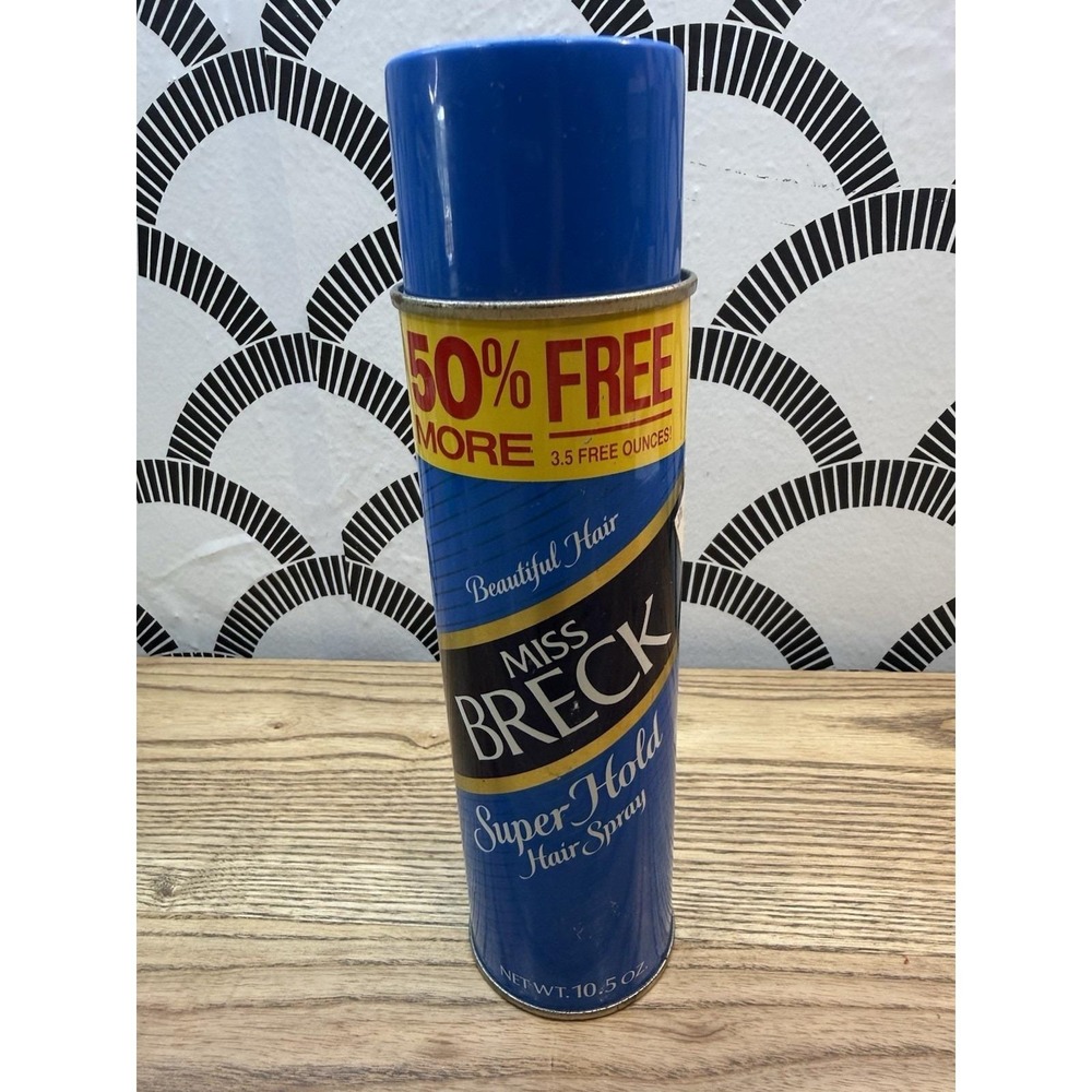Vintage 1980s BRECK Hairspray Blue Can Super Hold 10.5 NEW Retro Movie Prop NOS*